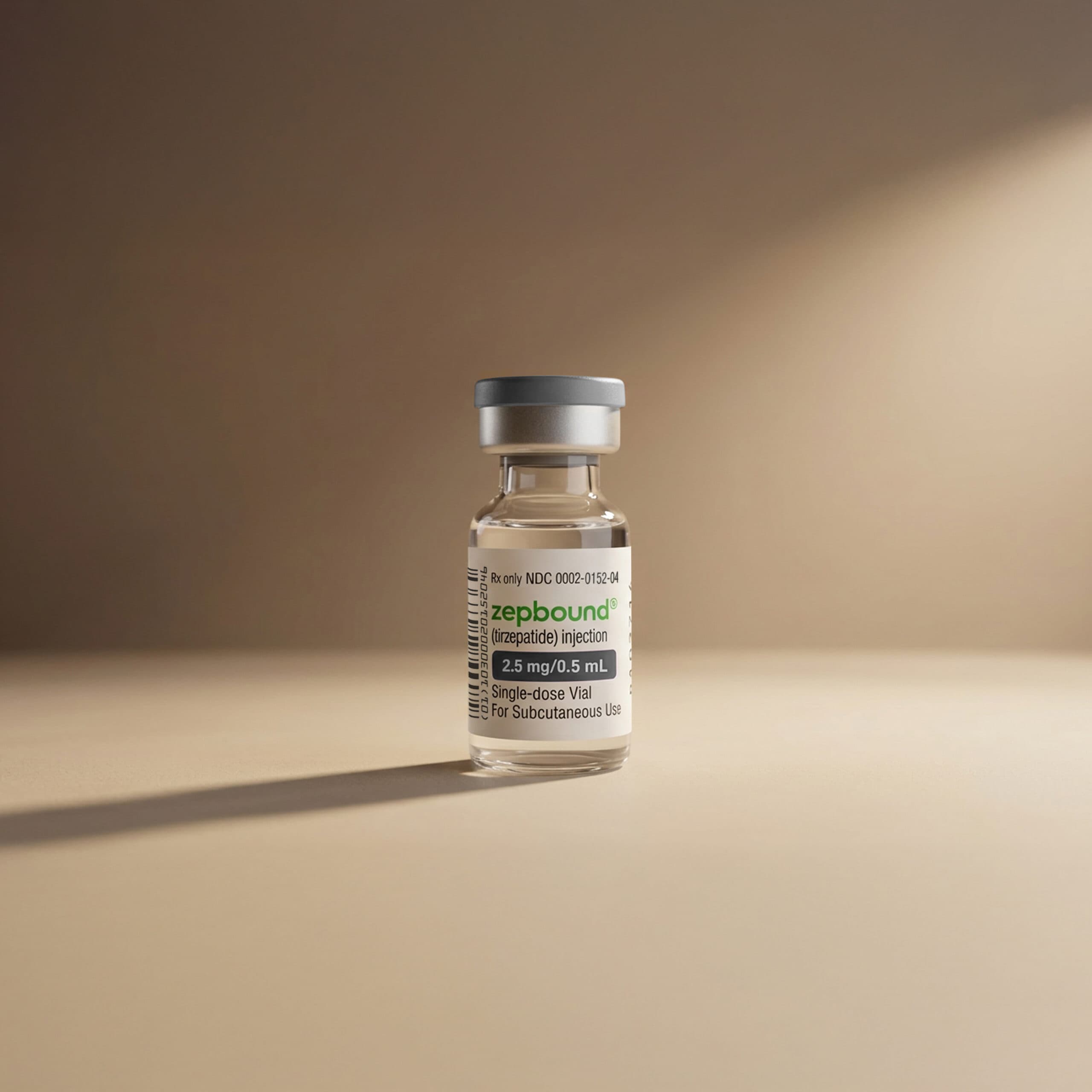 A single-dose vial of Zepbound (tirzepatide)